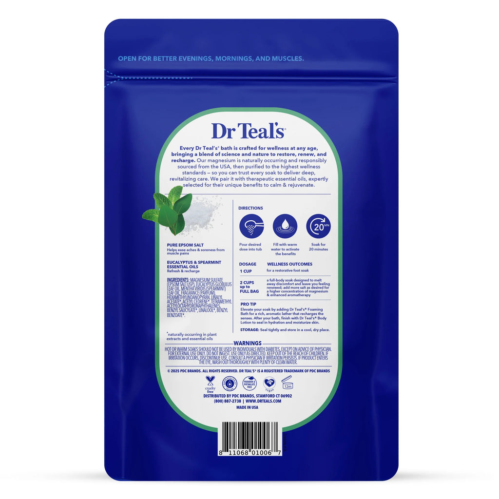Epsom Salt Magnesium Soak, Relax & Relief with Eucalyptus & Spearmint, 3 Lbs