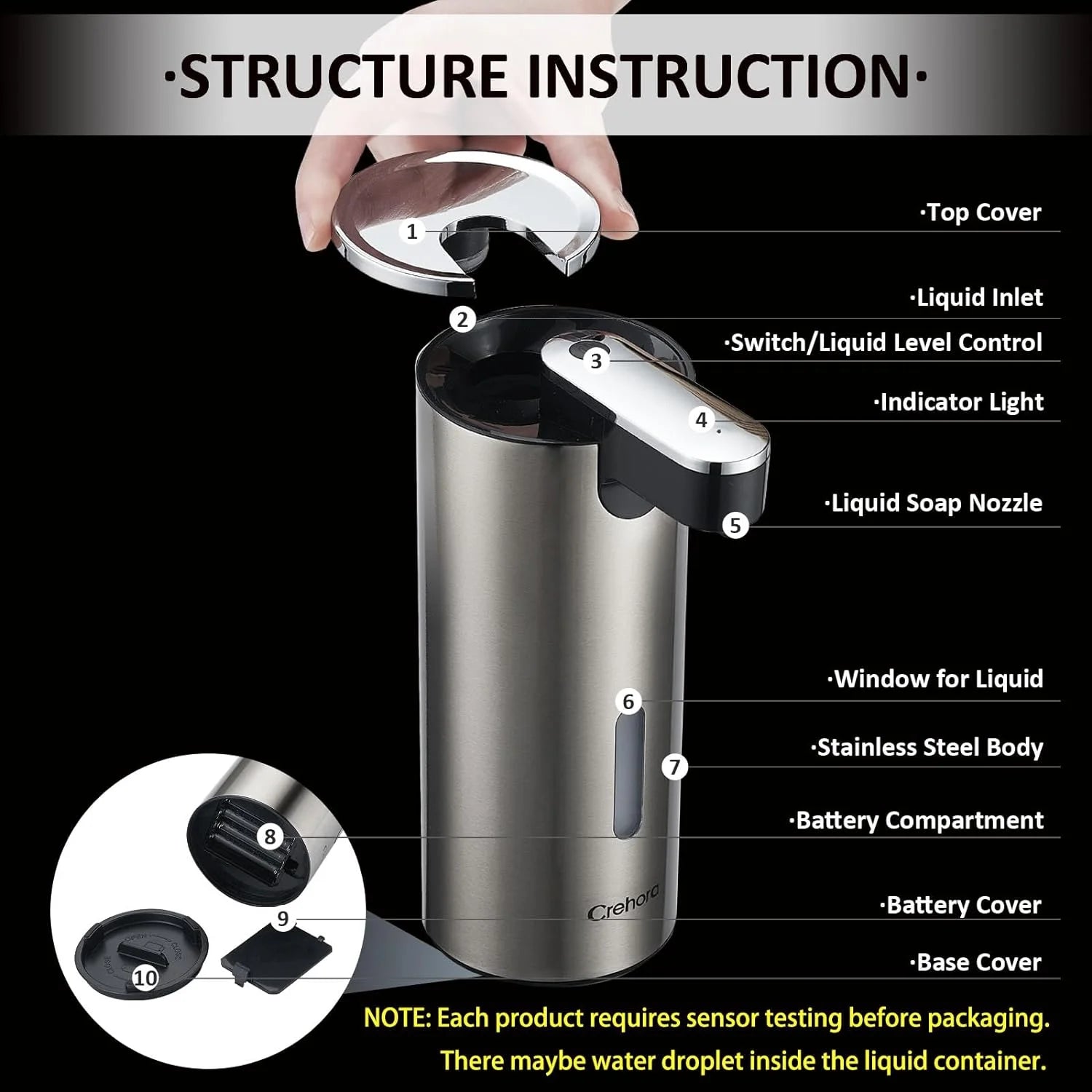 Automatic Soap Dispenser, Touchless Soap Dispenser, 3 Adjustable Volume Hand Free Soap Dispenser, Bathroom Soap Dispenser, Dish Soap Dispenser for Kitchen Bathroom, Liquid Soap Dispenser Black