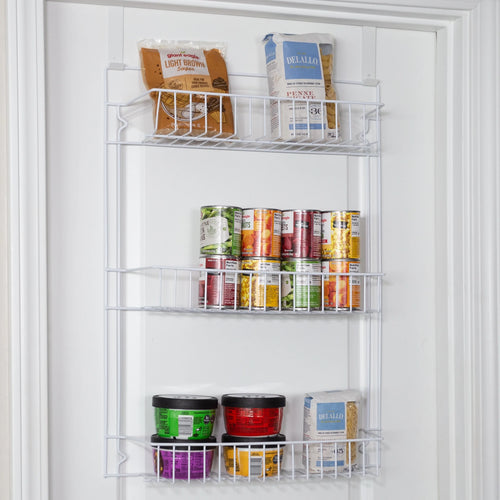 6-Tier Adjustable over the Door Pantry Organizer - Powder-Coated Steel Hanging Pantry Shelves and Rack for Kitchen Organization (White)