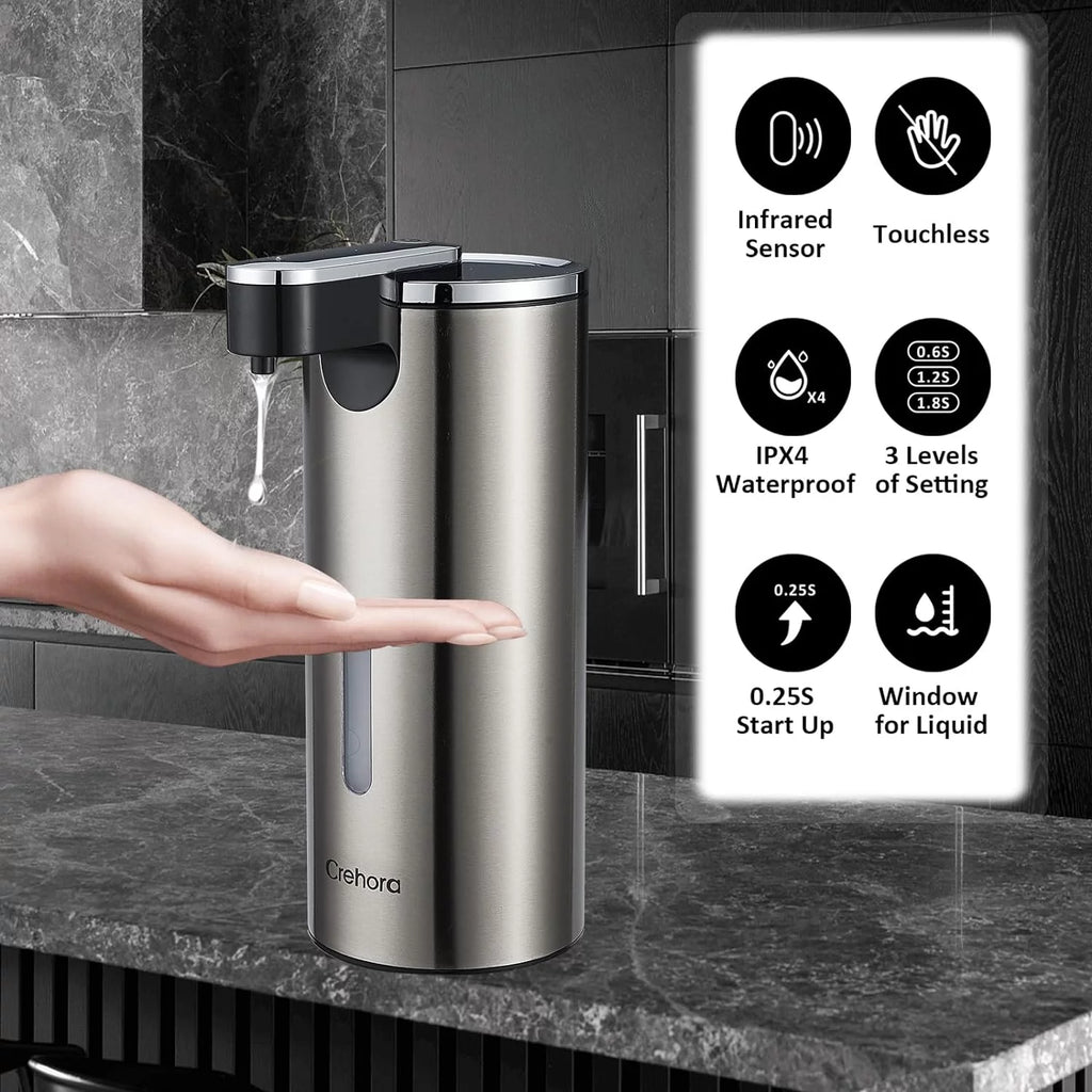 Automatic Soap Dispenser, Touchless Soap Dispenser, 3 Adjustable Volume Hand Free Soap Dispenser, Bathroom Soap Dispenser, Dish Soap Dispenser for Kitchen Bathroom, Liquid Soap Dispenser Black