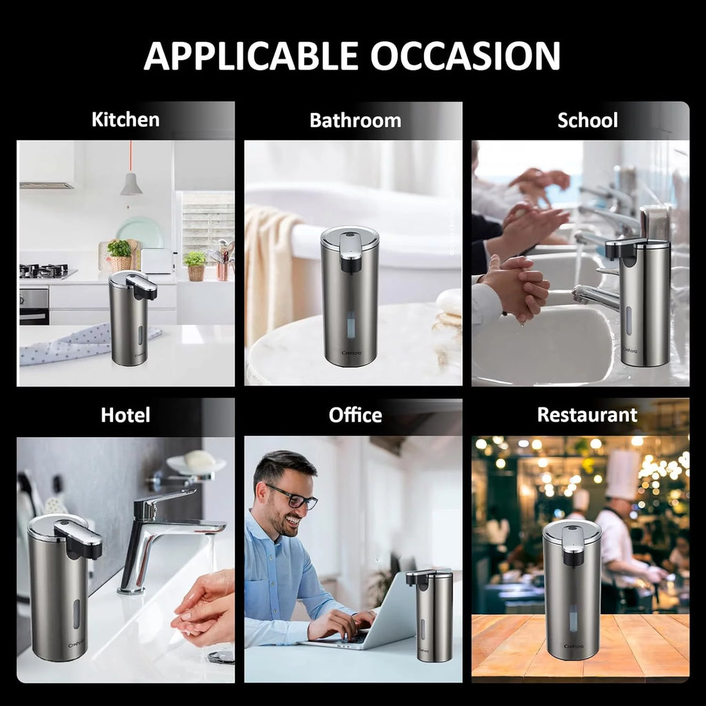 Automatic Soap Dispenser, Touchless Soap Dispenser, 3 Adjustable Volume Hand Free Soap Dispenser, Bathroom Soap Dispenser, Dish Soap Dispenser for Kitchen Bathroom, Liquid Soap Dispenser Black